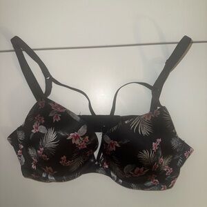 Victoria's Secret Black Bra with Pink Floral Accents